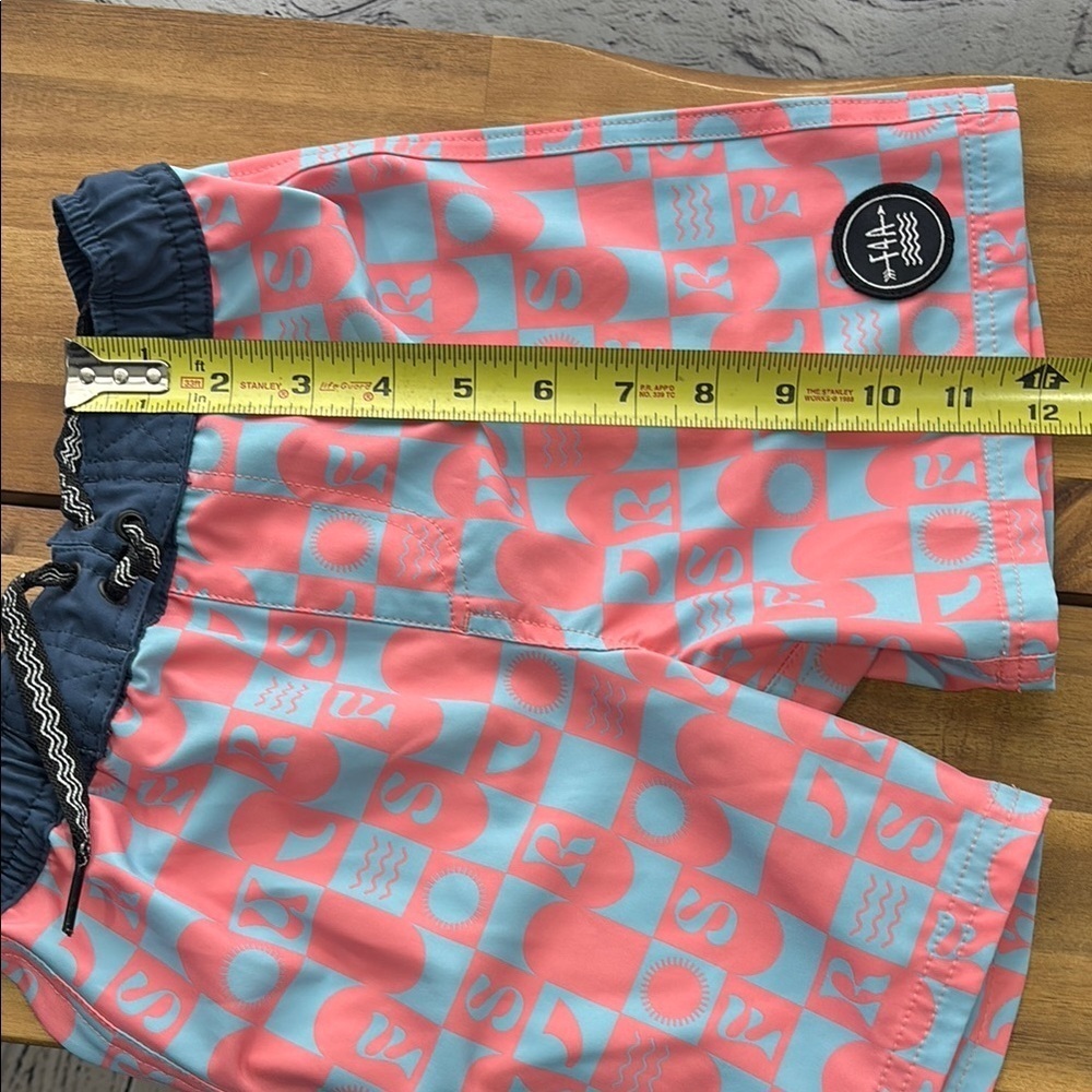 Pink and Blue Geometric Pattern Swimsuit with Elastic Waistband - Picture 8 of 8